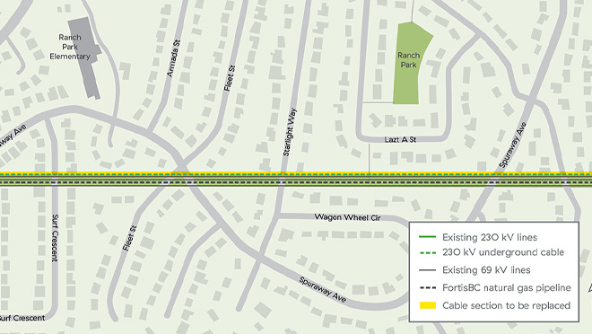 Coquitlam underground cable replacement project map