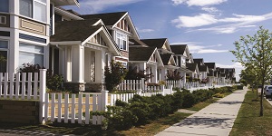 A row a new townhouses in Richmond, British Columbia